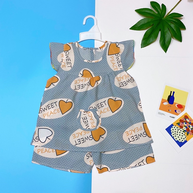 Bộ bé gái, đồ tone bé gái 12-18kg kg tay cánh tiên chất lanh 2 da cao cấp, đường may 1mm - Pigbabystore