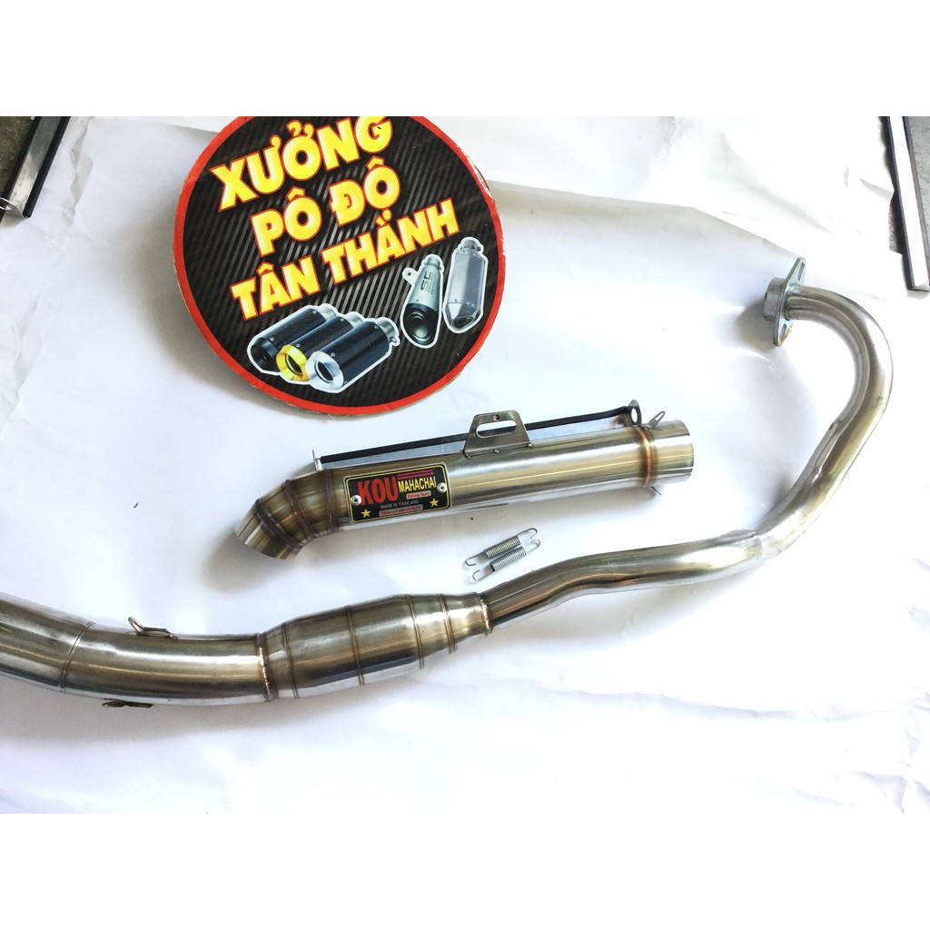Pô KOU inox 304 full tem nhôm đóng bao gồm cả cổ exicter, winer, sonic, raider, satria, gsx, fz, tfx, cbr, r15,...