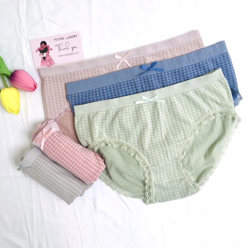 Set 5 quần lót cotton co dãn kháng khuẩn siêu thấm hút, Quần chip nữ dễ thương kèm túi zip