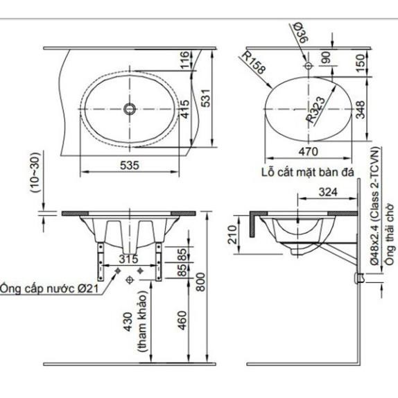 Chậu Rửa Lavabo Inax CHẬU RỬA INAX ĐẶT ÂM BÀN AL 2293V Âm Bàn Oval