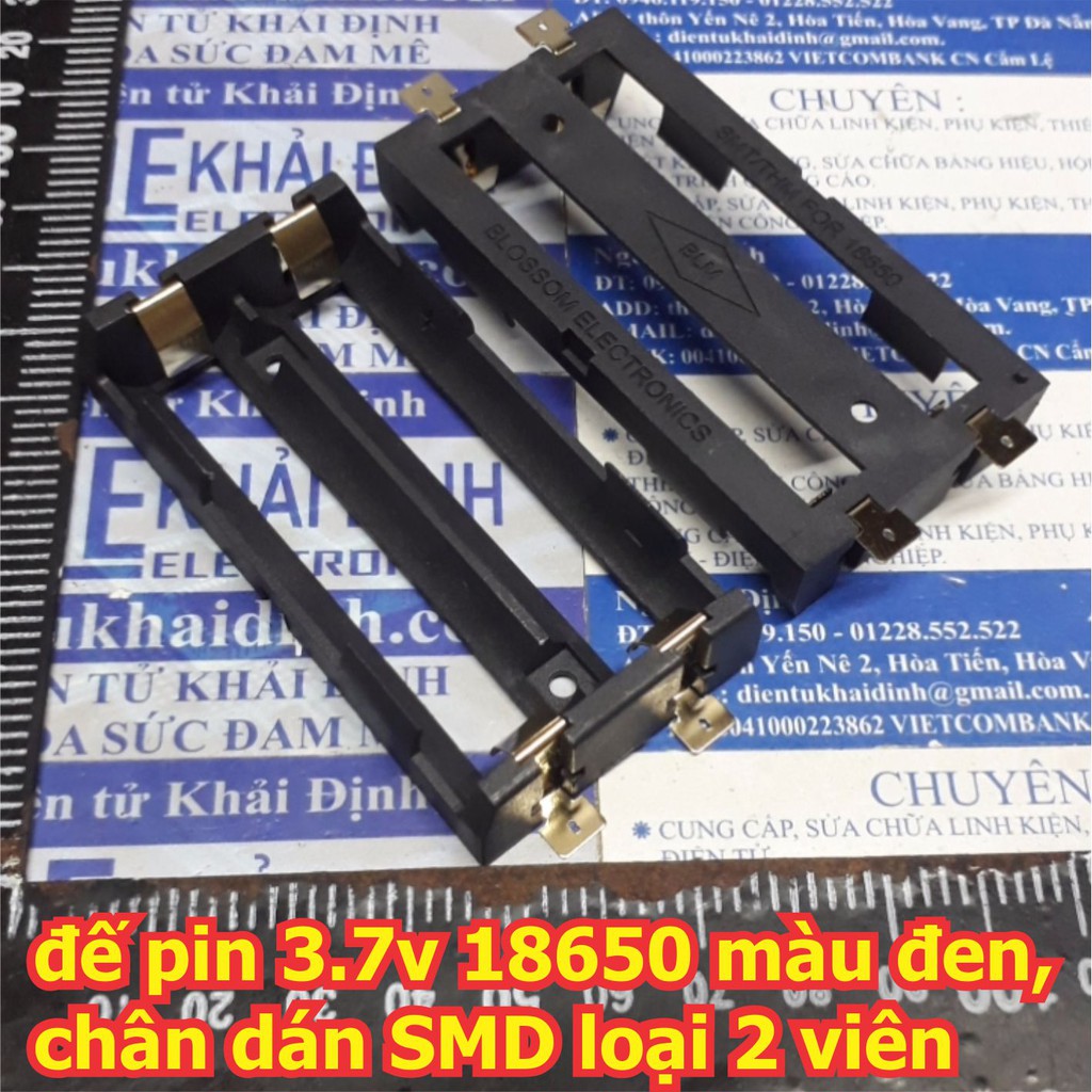 đế pin hộp đựng pin 3.7v 18650 màu đen, chân dán SMD các loại 1 viên/ 2 viên kde5761