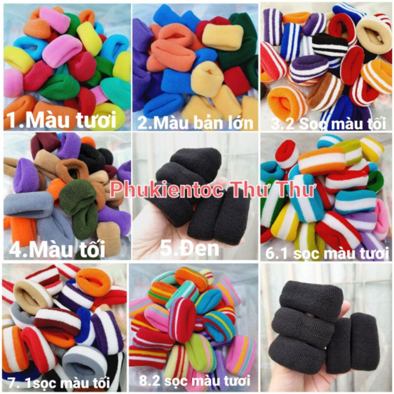 Combo 30 dây thun cột tóc màu/sọc/đen