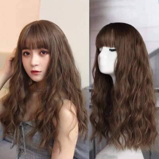 Tóc giả nữ nguyên đầu xoăn sóng đẹp, dài 60cm, mềm mượt như tóc thật. Mẫu tóc giả cả đầu xù mì đẹp nhất