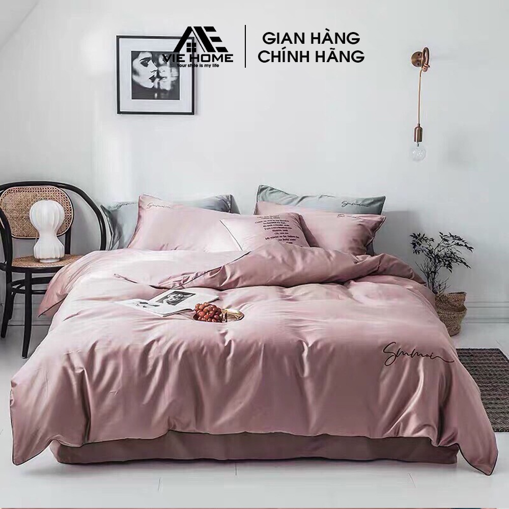 Bộ chăn ga gối lụa Cotton Tencel 40S nhập khẩu VIE Home cao cấp nhiều kích thước nệm M6,M8