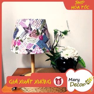 Đèn ngủ Mary Decor, đèn ngủ đọc sách đầu giường chân gỗ dễ thương, chao vải canvas trang trí - PARIS VINTAGE -DB-G01