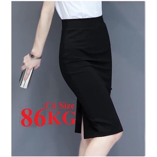Xẻ tà sau chân váy bút chì lưng thun dài 50 cm, vải thun umi cao cấp co giãn tốt có big size 86kg