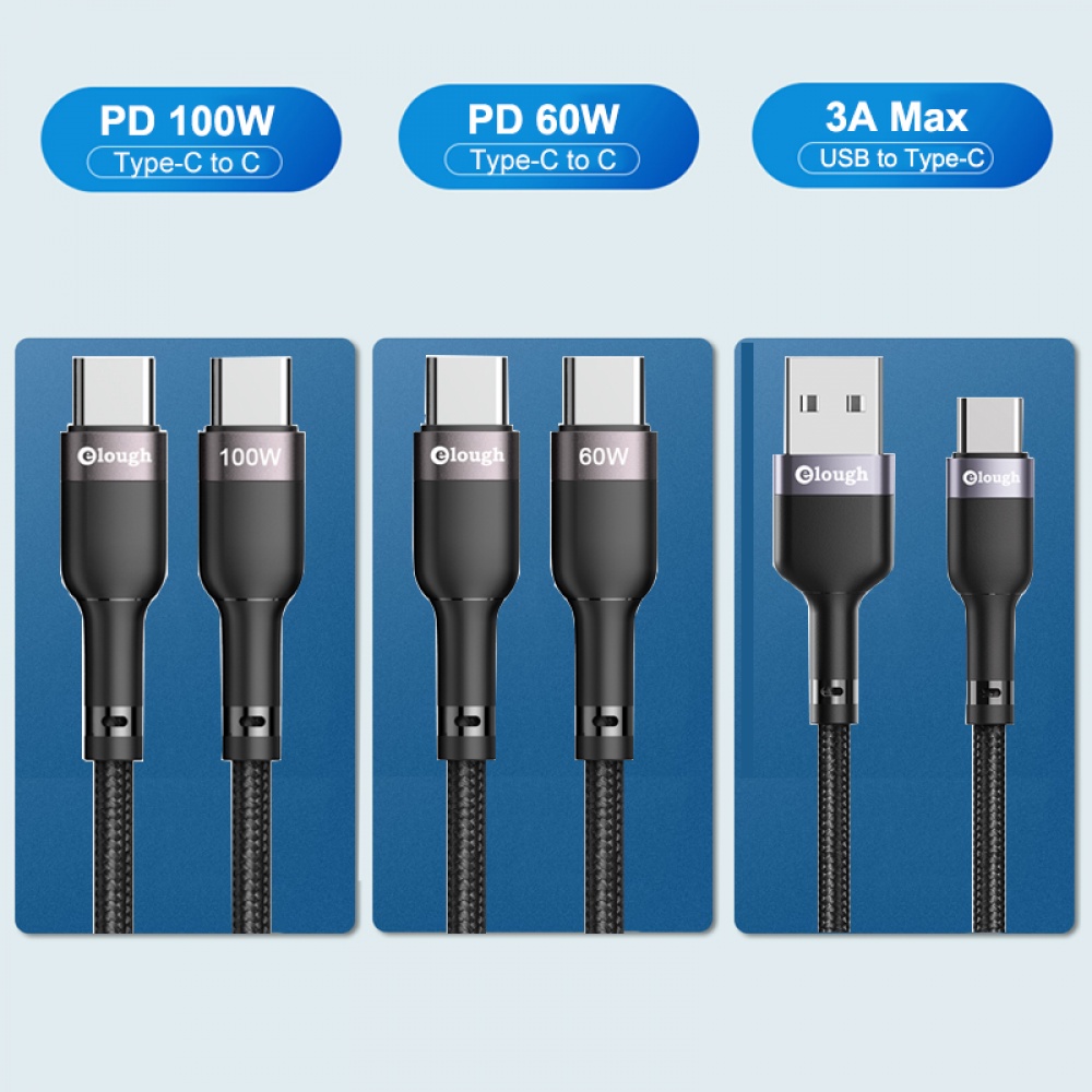Dây cáp sạc nhanh ELOUGH 100w type c sang type c qc 3.0 pd 5a cao cấp thích hợp cho huawei samsung