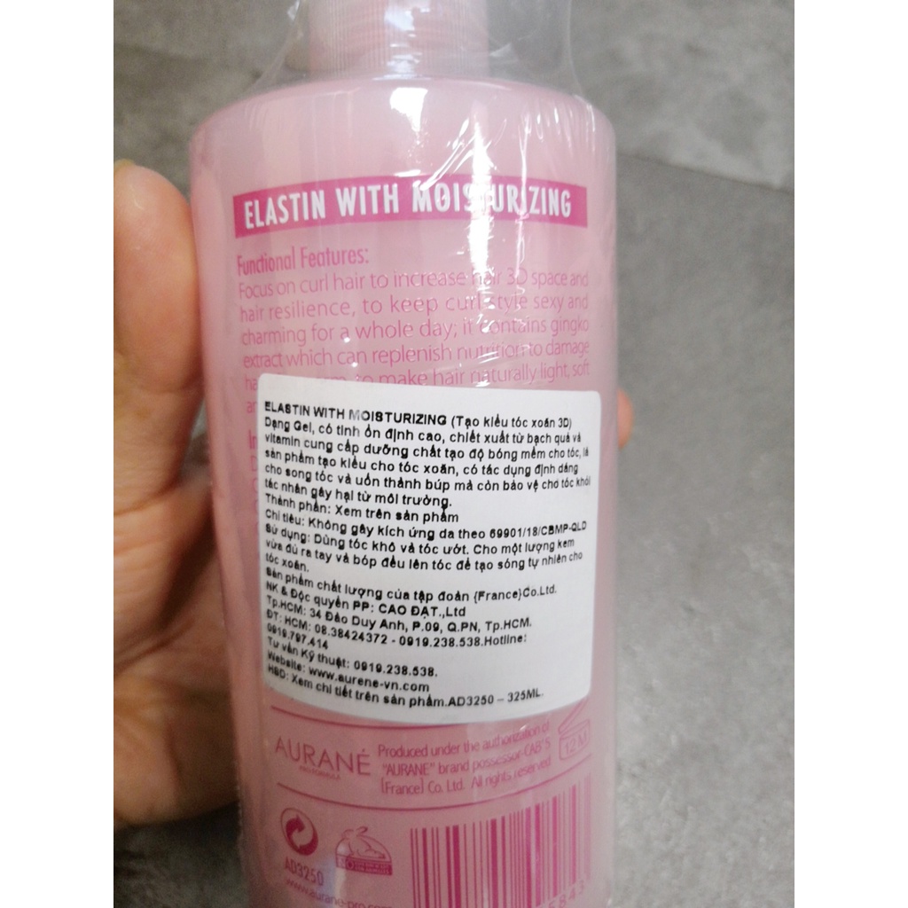 Gel giữ nếp tóc xoăn Aurane Elastin With Moisturizing - gel dưỡng tóc 325ml