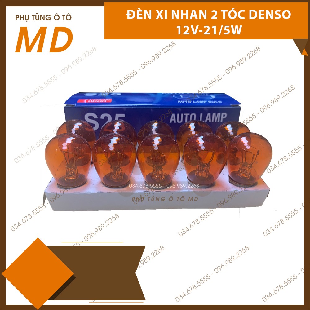 Combo 2 Bóng Đèn Xi Nhan Ô Tô Màu Vàng Đui Cài 2 Tóc 12V 21/5W - Hàng Chính Hãng Denso Nhật Bản