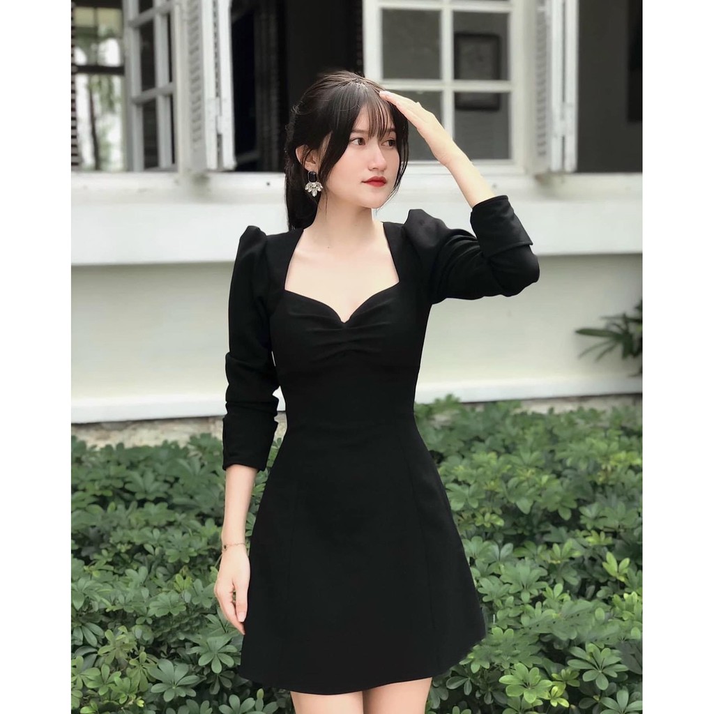 Đầm dự tiệc bigsize tay dài dún ngực chất đẹp Laluas