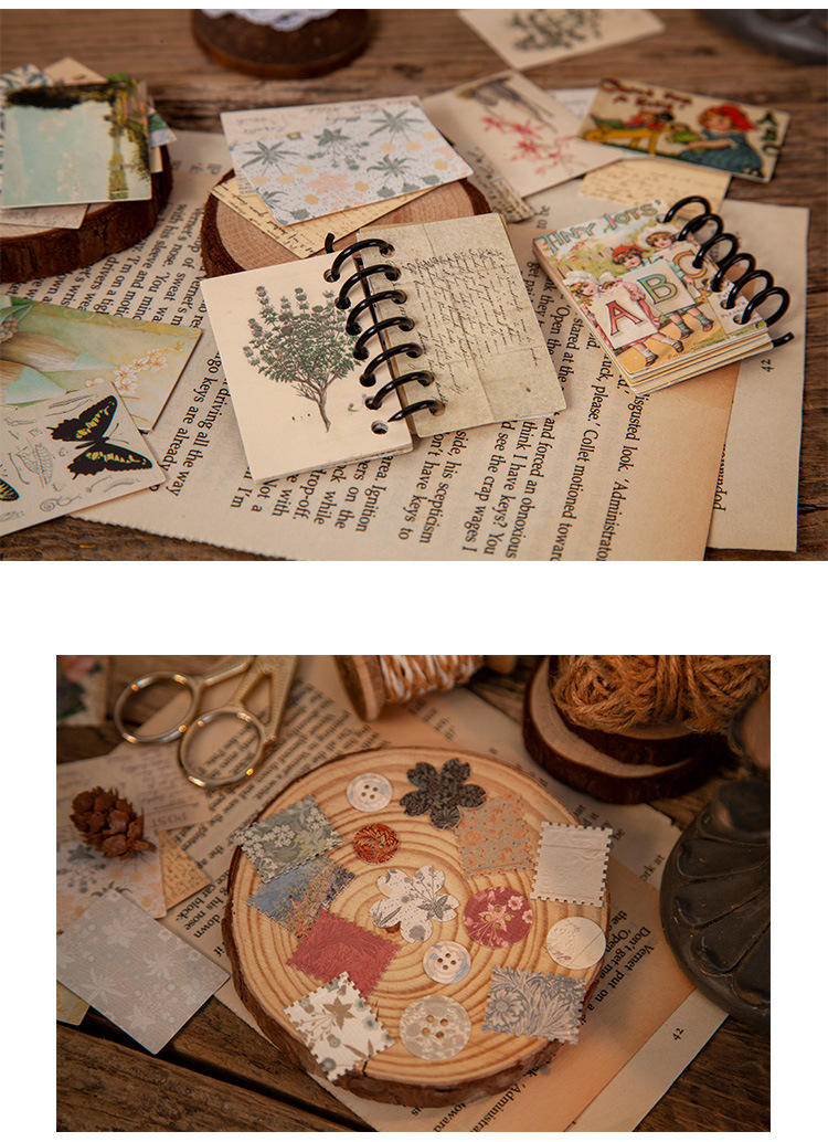 [Mã LIFE0803ALL giảm 10% đơn 0K] Set 100 tờ giấy trang trí sổ tay lưu niệm Vintage 2 dòng sưu tập