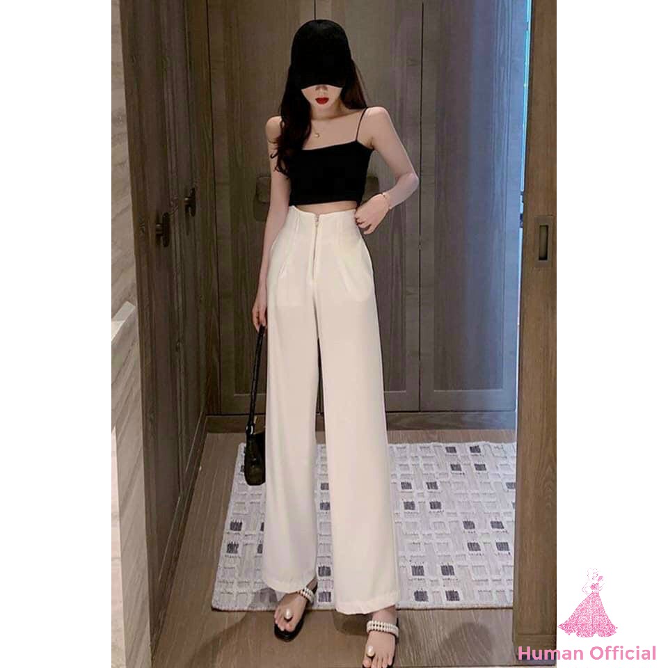 Quần Suông Nữ Human Ống Rộng Lưng Cao Gen Bụng Có Khóa Trước | BigBuy360 - bigbuy360.vn