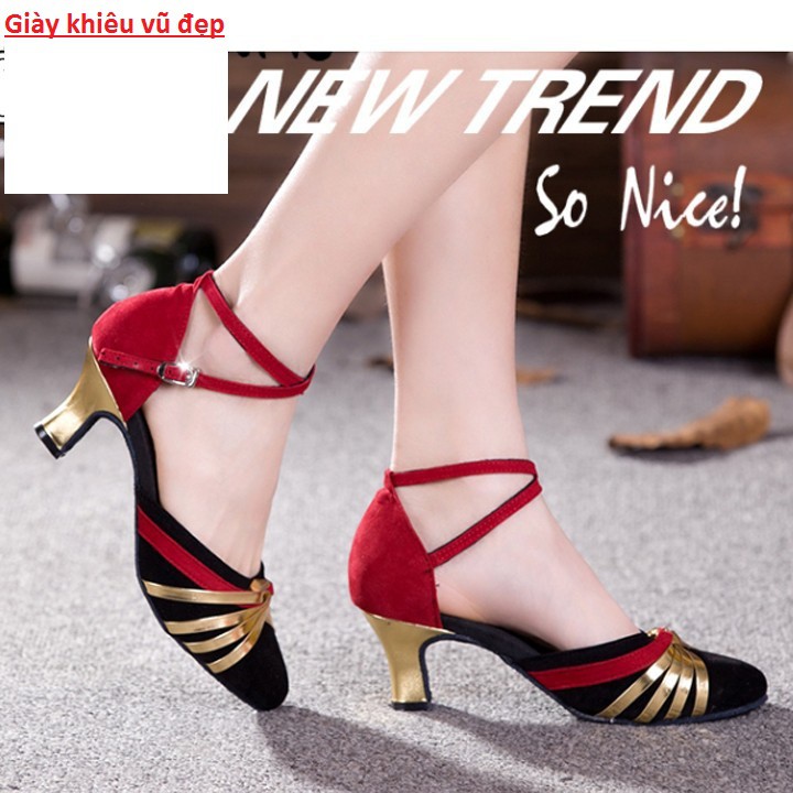 Giày khiêu vũ bít mũi 5cm-màu đỏ QV