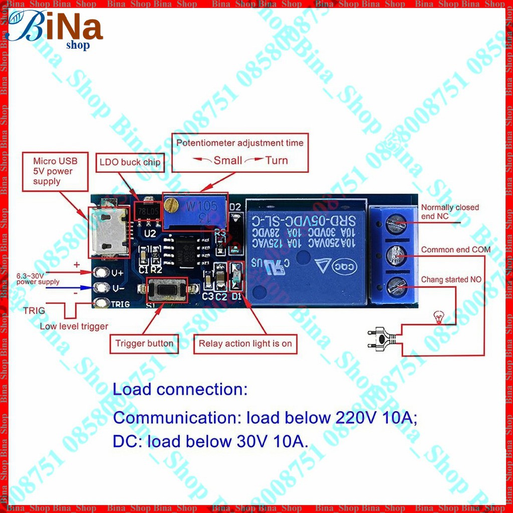 Mạch tạo trễ đóng ngắt theo thời gian 0-17 giây