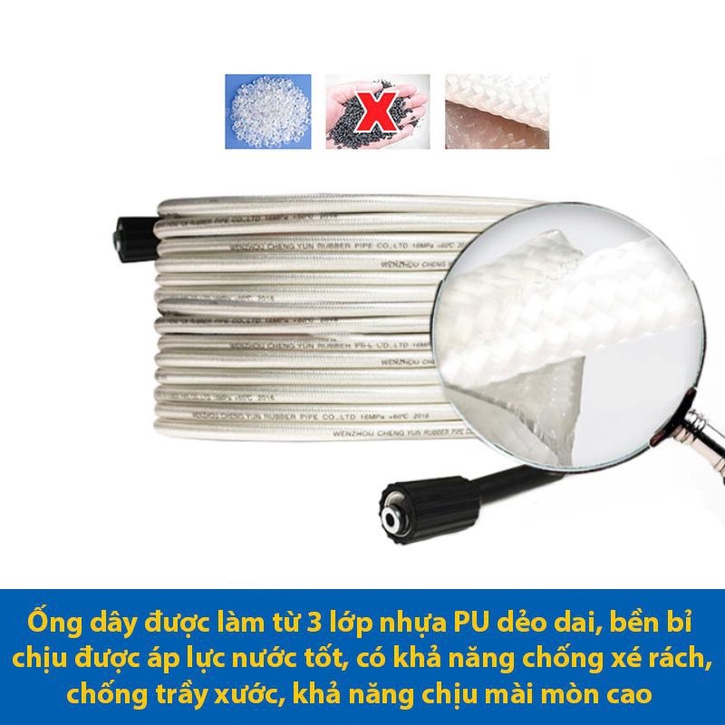 Bộ dây xịt rửa xe áp lực cao 10, 15, 20, 30m Và súng rửa xe cò đỏ ren 22mm (kèm ống nối 30cm)