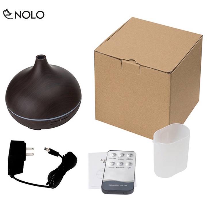 Máy Phun Sương Khuếch Tán Tinh Dầu Vân Gỗ TD01 Dung Tích 400ml Điều Khiển Remote Tặng Kèm Chai Tinh Dầu Sả Chanh
