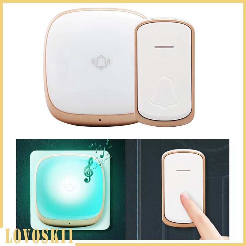 [LOVOSKI1]Wireless Doorbell Bell 5 Volume Levels LED Flash for Home Babies White