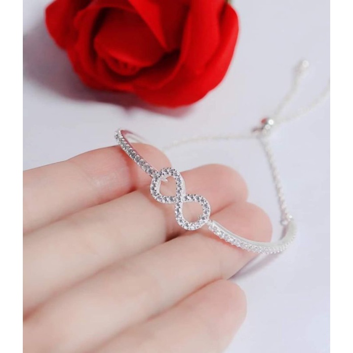 Lắc tay bạc DaLiA Jewelry dạng rút tùy chỉnh size theo ý muốn mặt vô cực