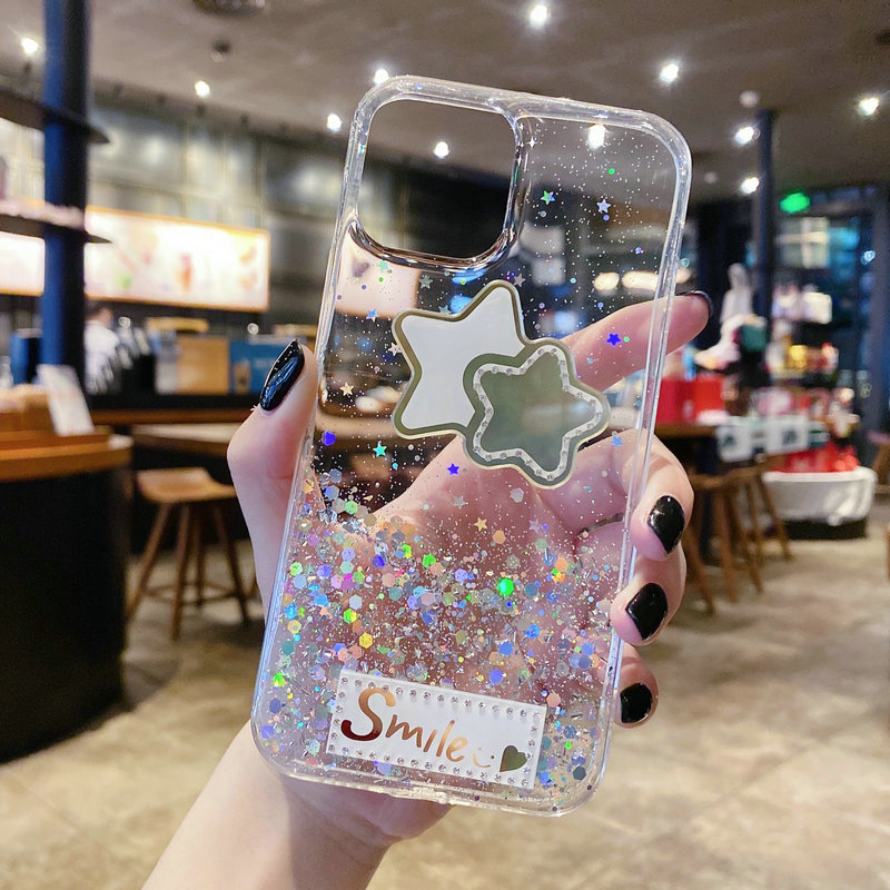 iPhone X Xr Xs 11 12 Mini Pro Max 5 SE 2020 6 6s 7 8 Plus Hard Diamond Luxury Five-Pointed Star Mirror Glitter Case