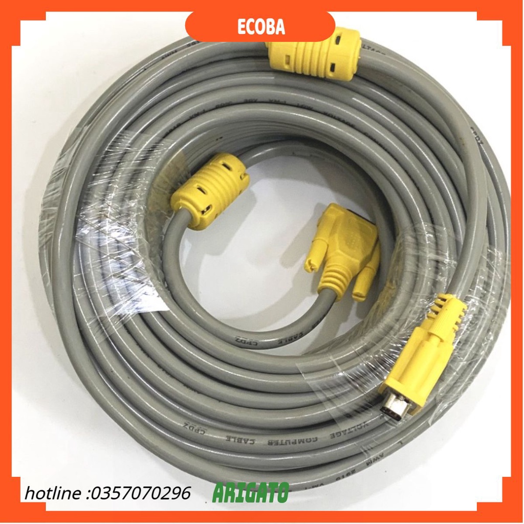 Cáp VGA 3+9 xám 15m. 20m.25m.30m  , Dây màn hình VGA cho màn hình , máy chiếu cao cấp Chính hãng Arigato. shop ECOBA