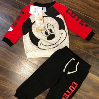 Bộ nỉ da cá Baby Club hoạ tiết chuột Mickey