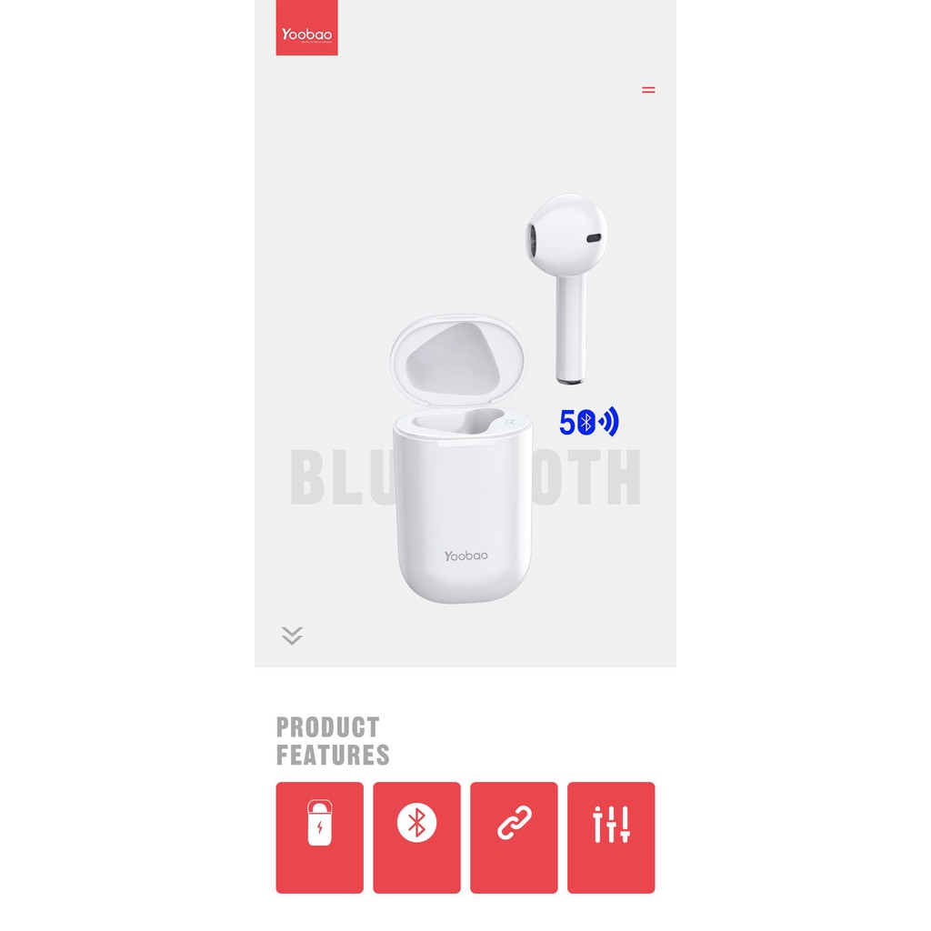 [Mã 2404EL10K giảm 10K đơn 20K] Tai nghe bluetooth TWS Yoobao YB-501 âm thanh nổi dùng cho điện thoại máy tính bảng