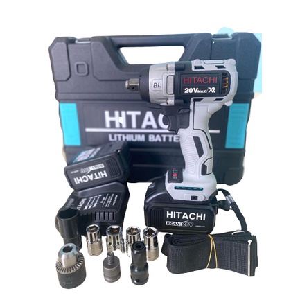 Máy Siết Bulong HITACHI 20V kèm phụ kiện Loại Không Chổi Than 3 Đèn Led Trợ Sáng