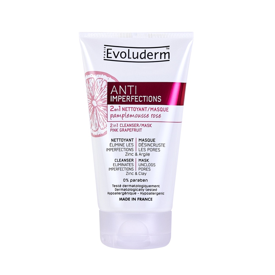 Bộ sữa rửa mặt, mặt nạ và lotion dành cho da dầu mụn Evoluderm chiết suất bưởi hồng giảm thâm và mụn hiệu quả