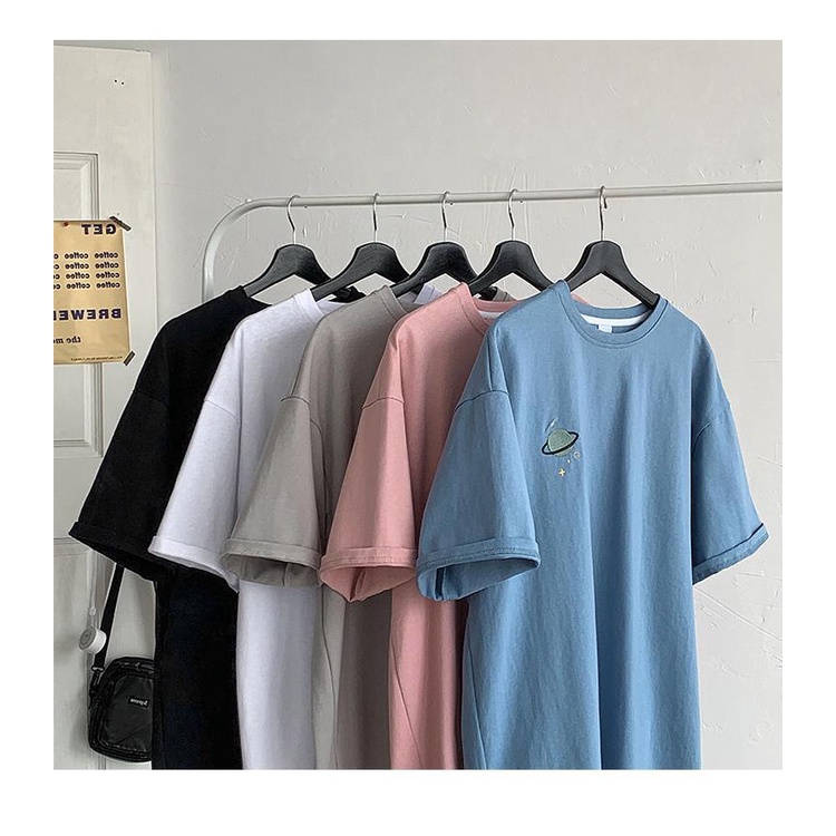 Áo Thun Tay Ngắn Dáng Rộng Thêu Hình Hành Tinh Kiểu Nhật Bản Thời Trang Mùa Hè 2022 Cho Nữ