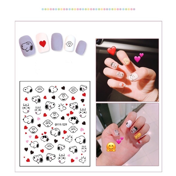 Z0684 Sticker Dán Móng 3d Snoopy Dễ Thương