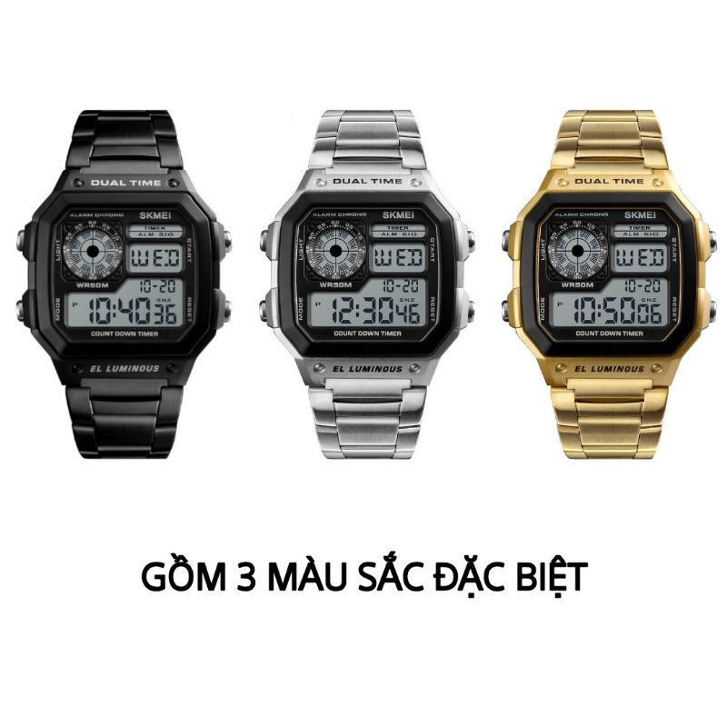 Đồng hồ nam SKMEI S135 chính hãng điện tử thể thao - Phong cách thời trang Ae1200 màu đen, trắng, vàng D8
