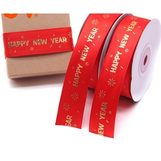 Cuộn ruy băng dài 22 mét chữ happy new year trang trí tết 2.5cm