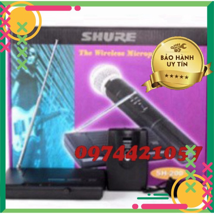 XẢ SỐC -  Mic không dây Shure SH200 – Mic hat karaoke không dây cầm tay, phủ sóng cao