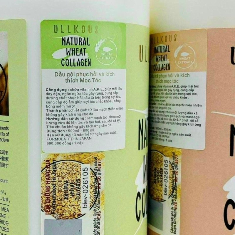 Cặp dầu gội xả collagen lúa mạch ullkous 800ml ngăn ngừa rụng tóc