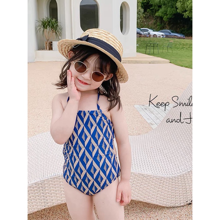BIKINI Bé Gái Buộc Dây Cổ Xanh Tam Giác Siêu Yêu, Đồ Bơi Tobukids.vn Size 8-20kg