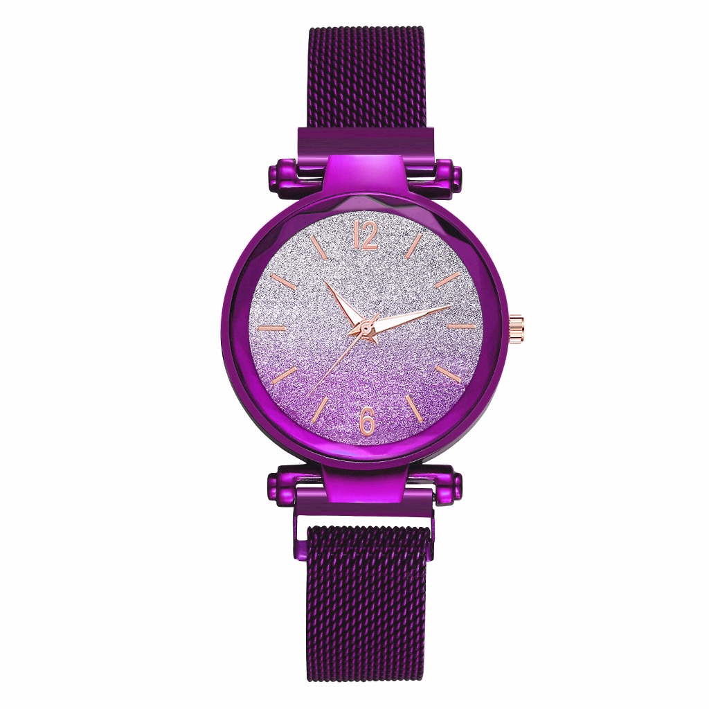 Ready Stock 11 Colors Women Magnet Buckle Gradient Color Starry Sky Watch Best Gift Clock