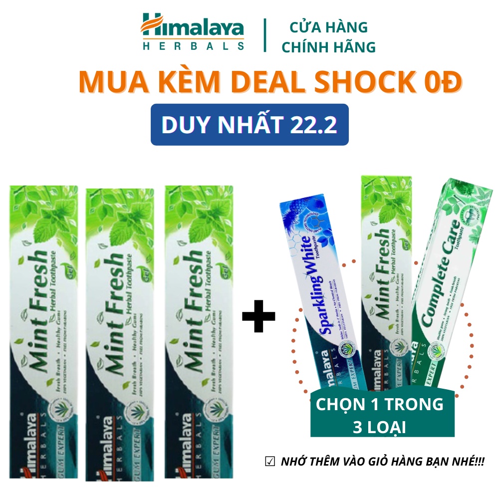 Set 3 kem đánh răng giúp hơi thở thơm mát Himalaya Active Fresh 100g/ sản phẩm