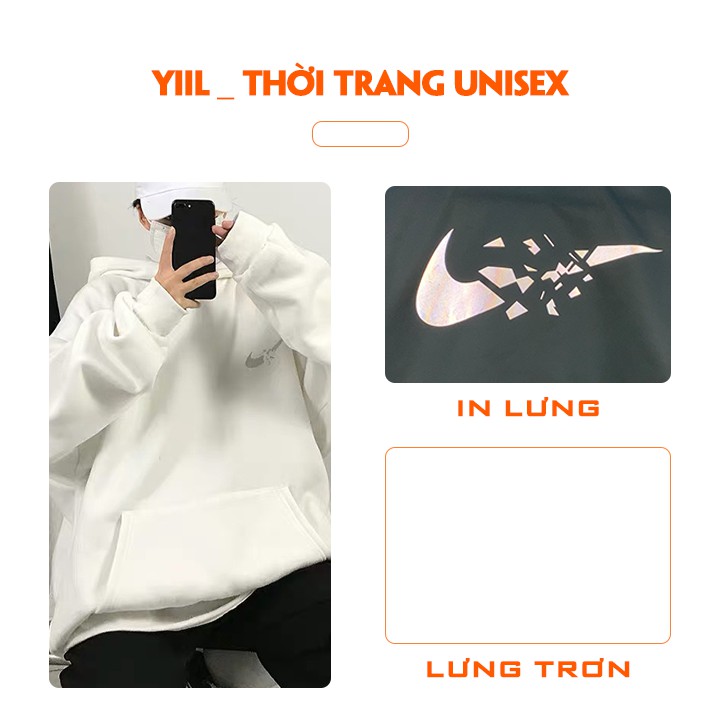 Áo hoodie nam nữ  phản quang form rộng tay bồng phong cách hàn quốc áo hoodie nỉ bông form rộng cực đẹp YiiL HD06