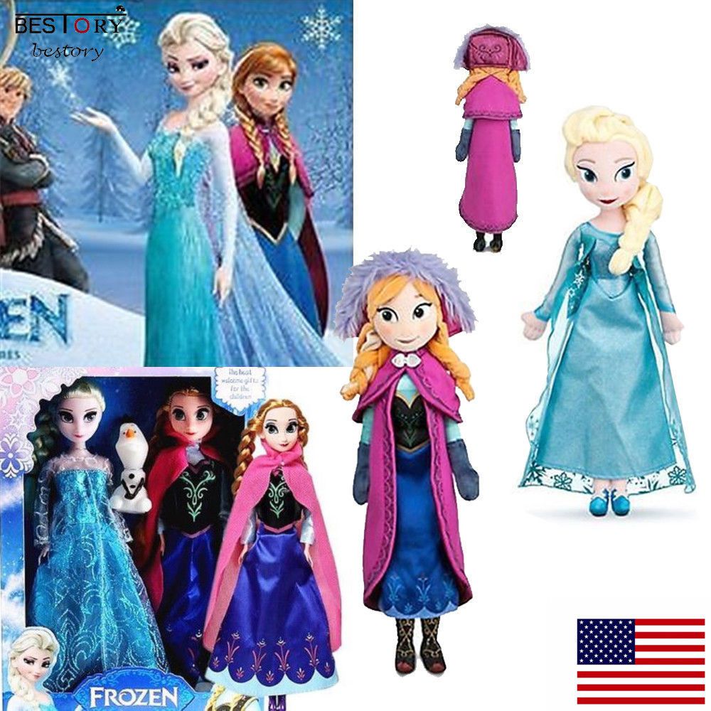 2 Búp Bê Nhồi Bông Hình Elsa Và Anna 40 / 50cm