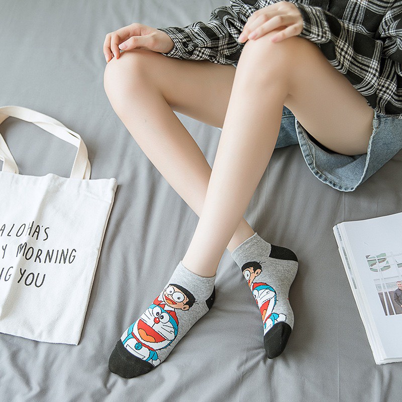 Vớ cổ ngắn nam nữ tất doremon cổ thấp cotton thời trang đẹp kháng khuẩn thấm mồ hôi tốt MONEY VN008