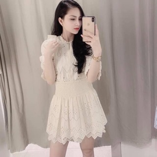 Set áo ren lace mix chân váy ren tầng zara