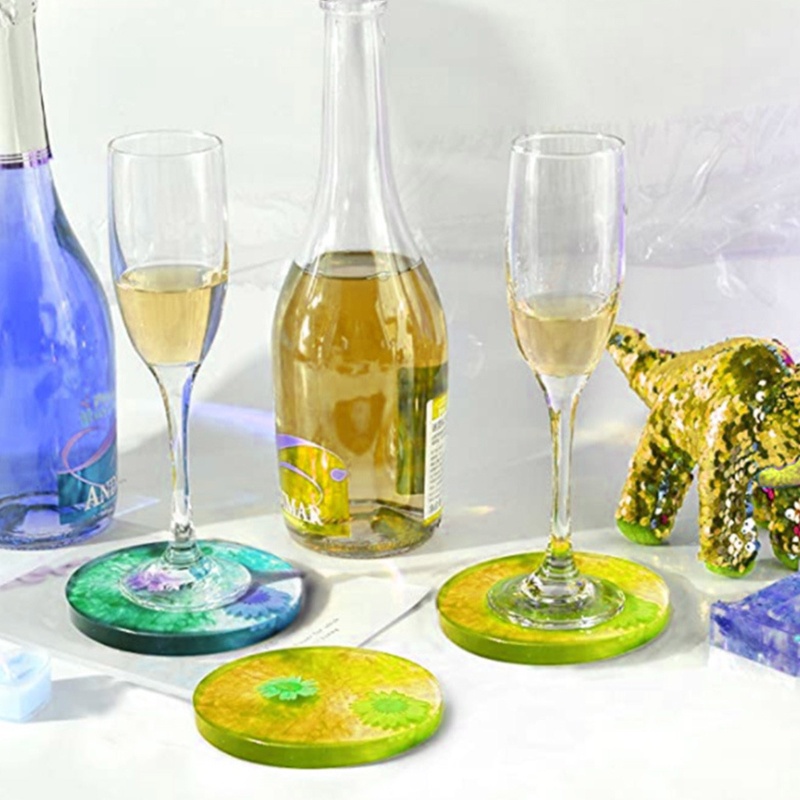 Bộ Khuôn Silicone Làm Đế Lót Ly Bằng Resin Epoxy DIY