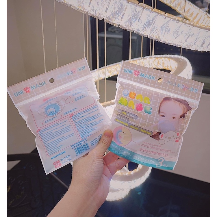 GÓI 3 CHIẾC KHẨU TRANG GẤU BEAR MASK UNI MASK SIZE TỪ SƠ SINH - 6 TUỔI | BigBuy360 - bigbuy360.vn