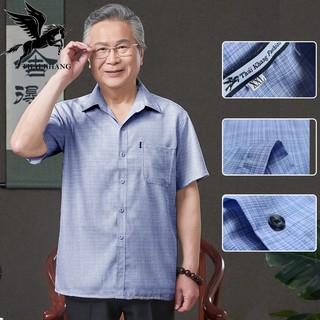 Áo sơ mi đũi nam tay ngắn trung niên SIÊU MÁT mặc thoải mái loại áo sơ mi cho người lớn tuổi caro OG58