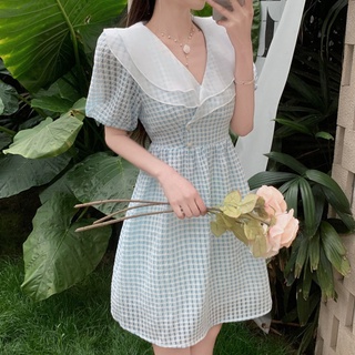 Đầm Tay Ngắn Họa Tiết Sọc Caro Dáng Ôm Thời Trang Cho Nữ