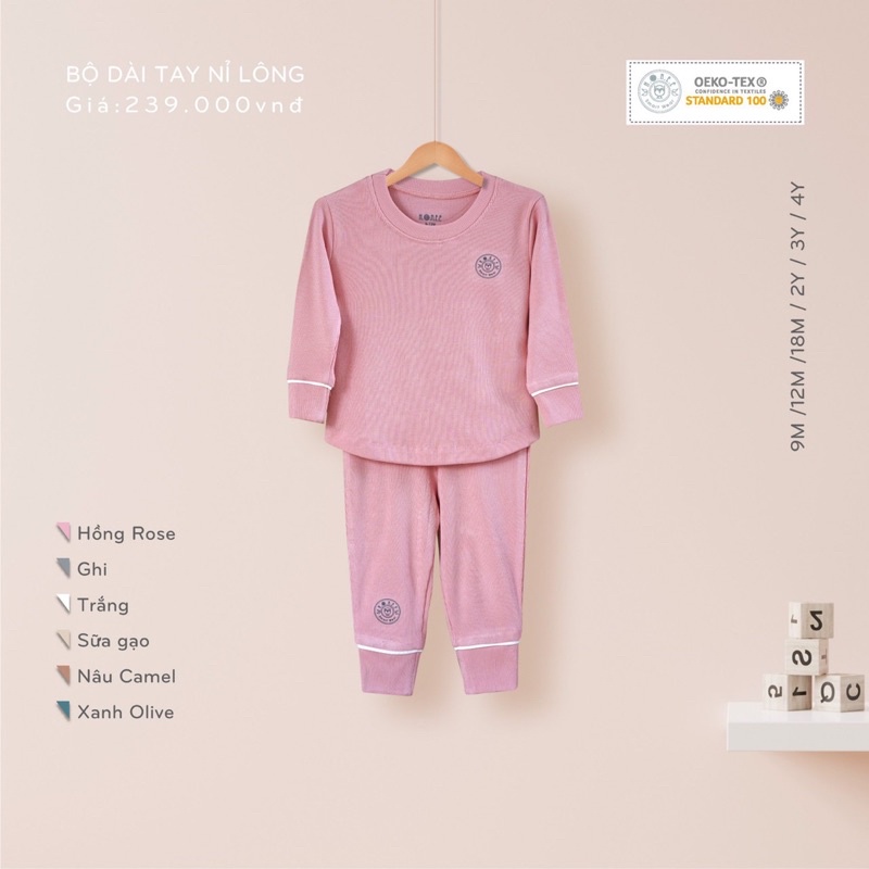 Bộ Hrnee Cài Vai Nỉ Lông