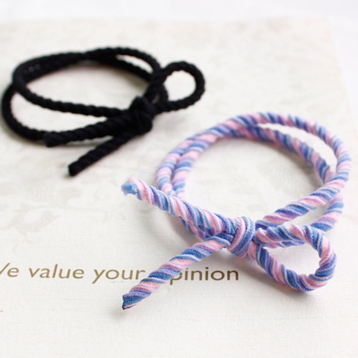 Buộc tóc đôi kép bện 2 màu vintage Cute dễ thương