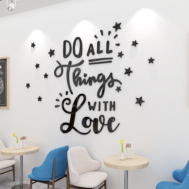 Tranh dán tường mica 3d dán nổi - do all thing trang trí quán cafe, trà sữa, phòng trà