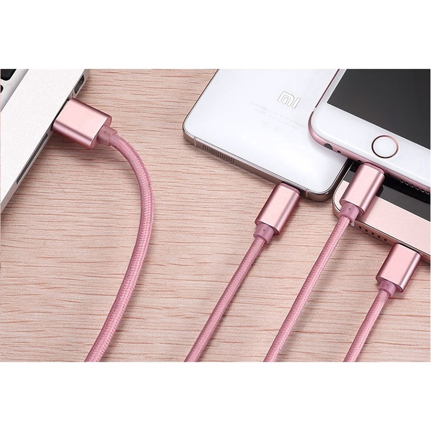Dây cáp sạc nhanh truyền dữ liệu ba trong một sử dụng tiện lợi cho Vivo Y51 Y31 Y12 Y19 Y20 Android