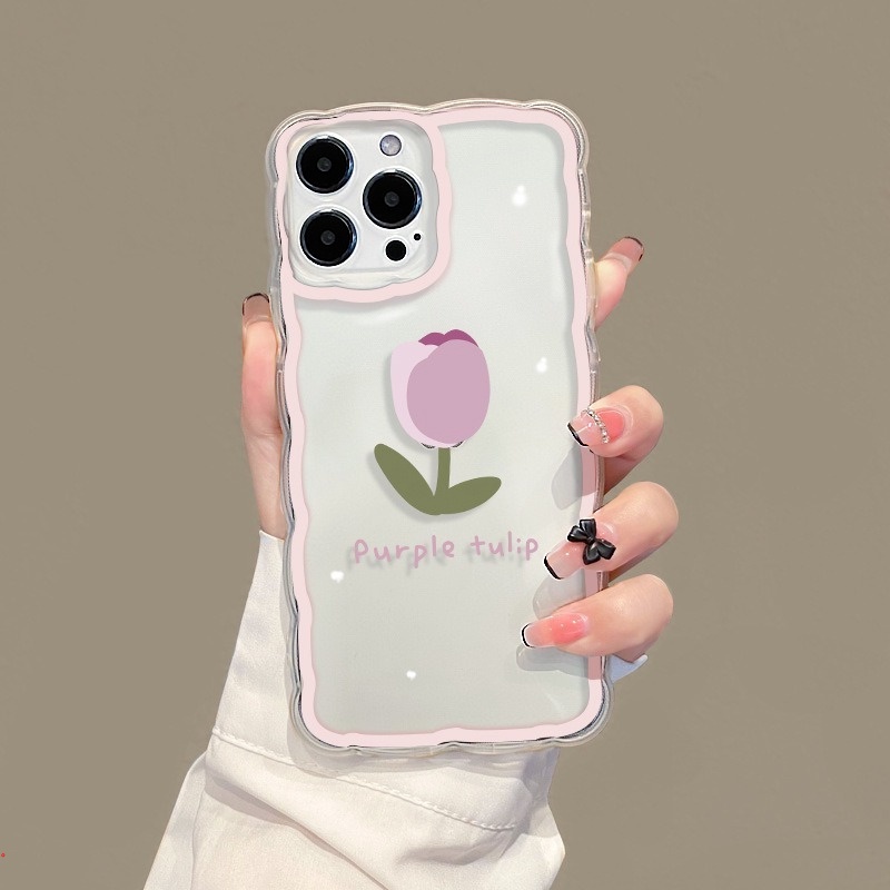Ốp Điện Thoại Mềm Trong Suốt Họa Tiết Hoa Tulip Cho iPhone 11 12 13 Pro MAX X XR XS MAX 12Pro 6 7 8 Plus
